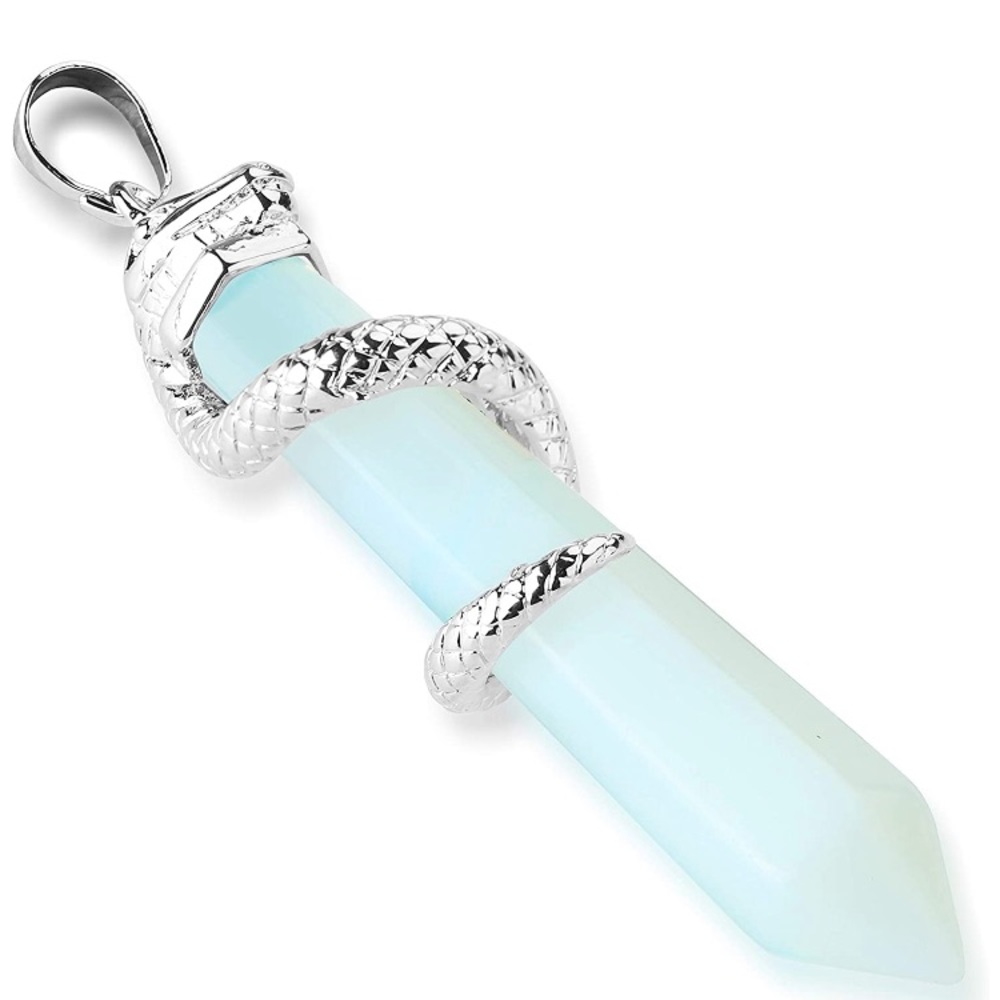 Boho crystal blue gemstone necklace